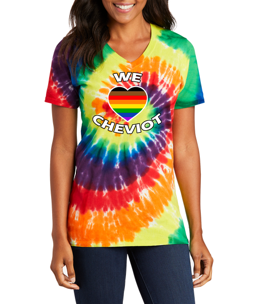 We Heart Cheviot Pride Tie Dye Tee Women's V-neck