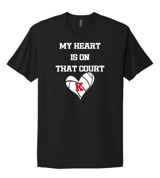 Volleyball My Heart is on Kings Volleyball Court Unisex Black Tee