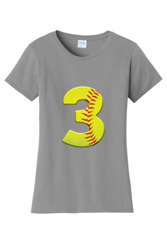 Custom Ladies Number Tee (Softball or Baseball)
